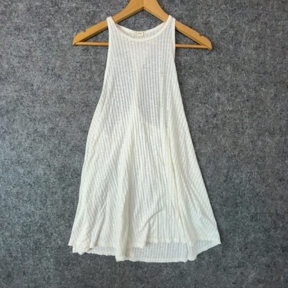 Billabong Dresses & Skirts - Billabong Dress Womens Medium Ivory Ribbed Coverup Swing Open Cross Back Mini